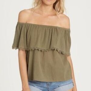 Billabong Olive Off-Shoulder Blouse